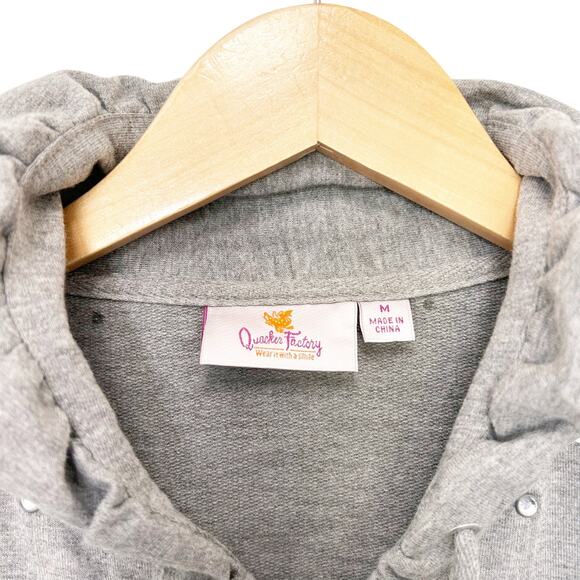 Quacker Factory Gray Gem Zipper Full Zip Sweater Sz M - Picture 3 of 6